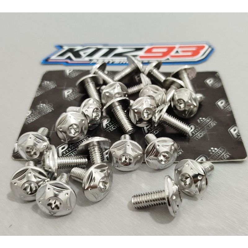BAUT 10 M6 PANJANG 1,5CM PROBOLT STAINLESS MODEL STAR P TITANIUM ORIGINAL VIETNAM