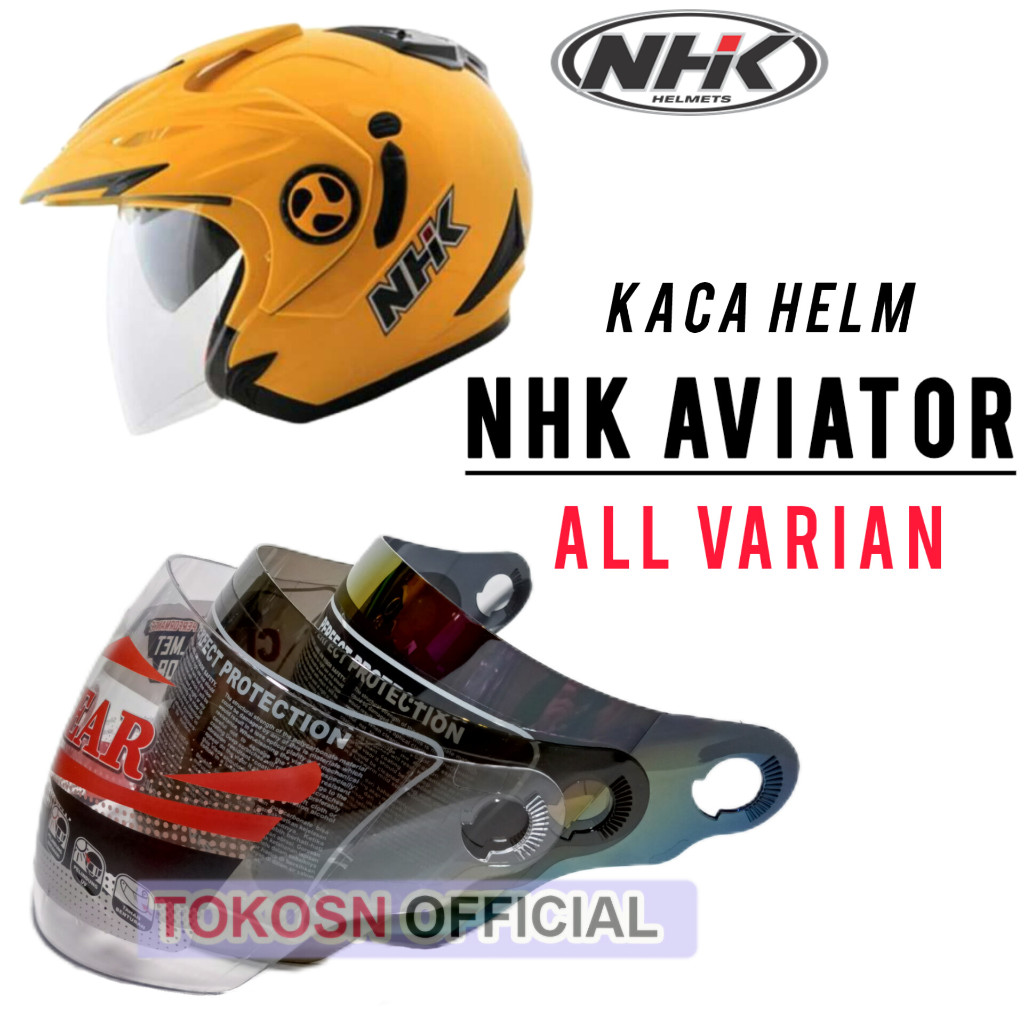 Kaca helm NHK AVIATOR visor helmet aviator bening hitam pelangi