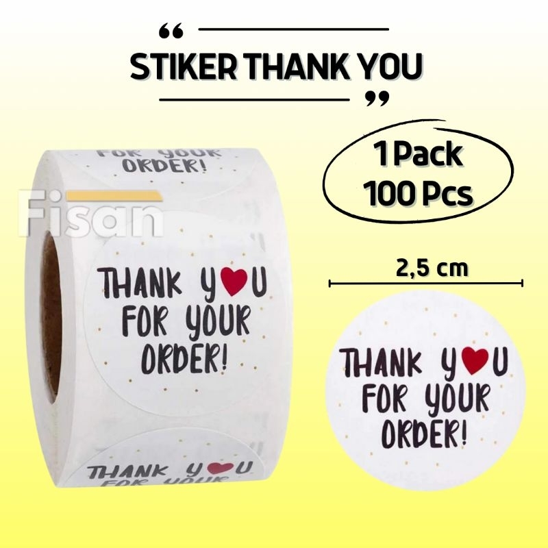 

100 Pcs Sticker Segel Label Thank You For Your Order / Stiker Label Thx For Ur Order
