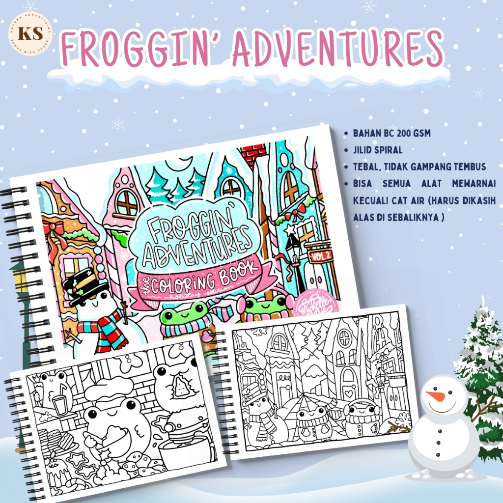 

Froggin Adventures Cozy Healing Coloring Book Buku Mewarnai Anak Remaja Dewasa A4 Tebal