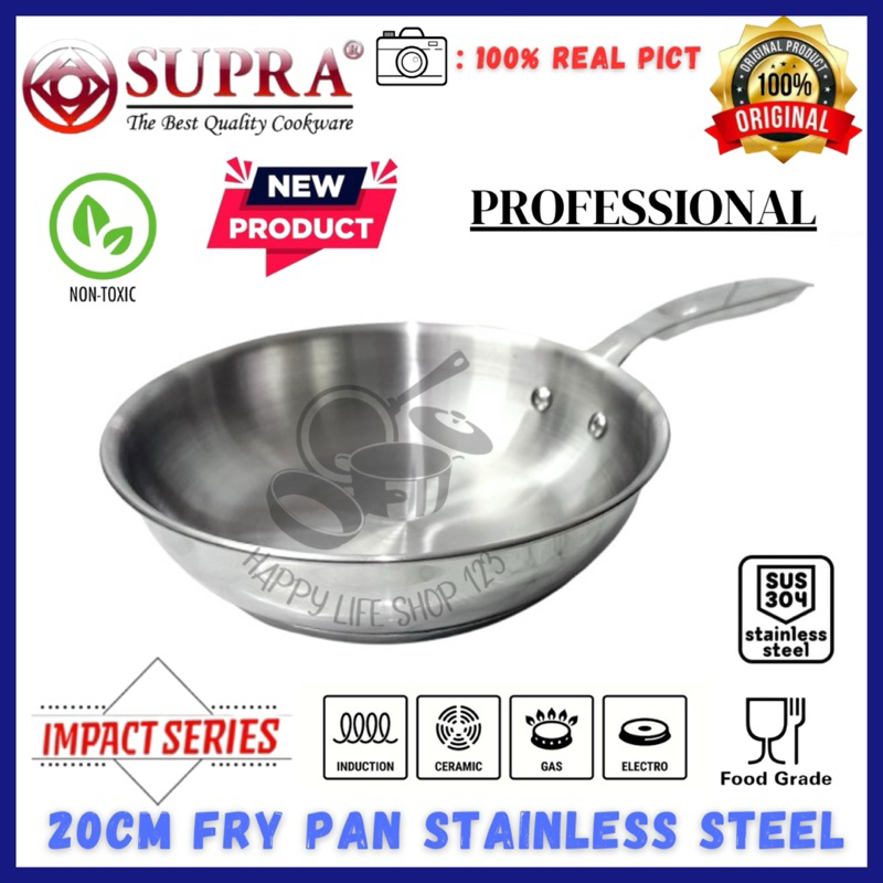 SUPRA Fry Pan Stainless Steel Preffesional SUS 304 / Penggorengan Stainless Impact Buttom / Supra Fr