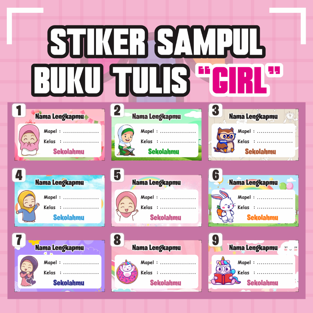 

STIKER NAMA STIKER SAMPUL BUKU TULIS STIKER MAPEL PART [GIRL]