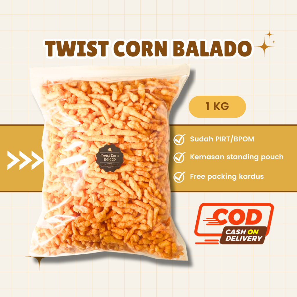 

[DELISH SNACKS] Twist Corn Balado (Grosir) 250gr 500gr 1 KG / Snack Cemilan Grosiran Kiloan