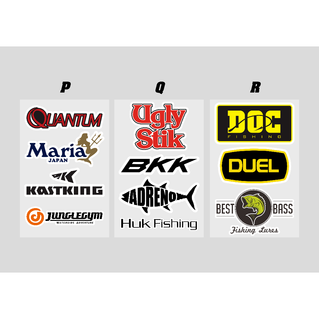 Stiker Pack Mancing isi 4pcs Logo Brand, Sticker Pancing Merk brand terkenal cutting bahan bagus awe