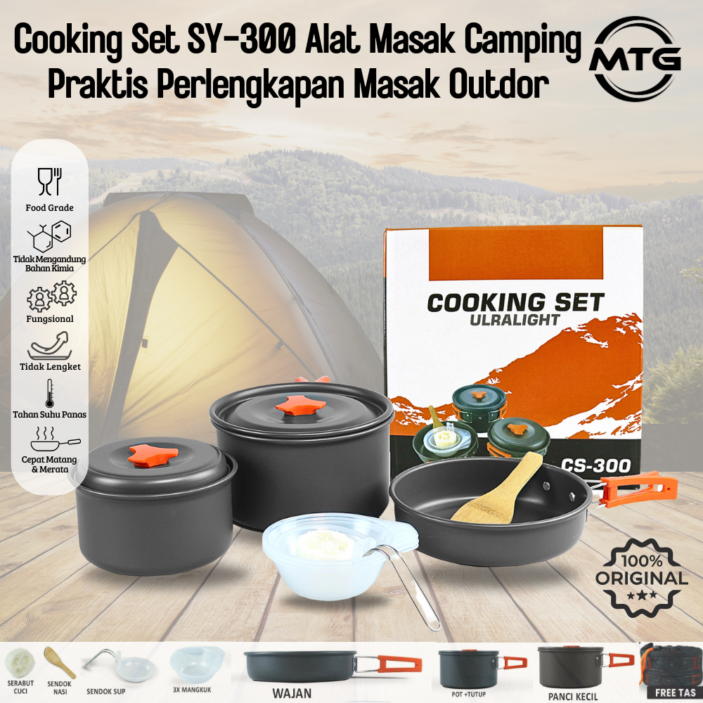 MTG Alat Masak Camping Praktis Nesting Set Perlengkapan Masak Outdoor Camping Mudah Dibawa