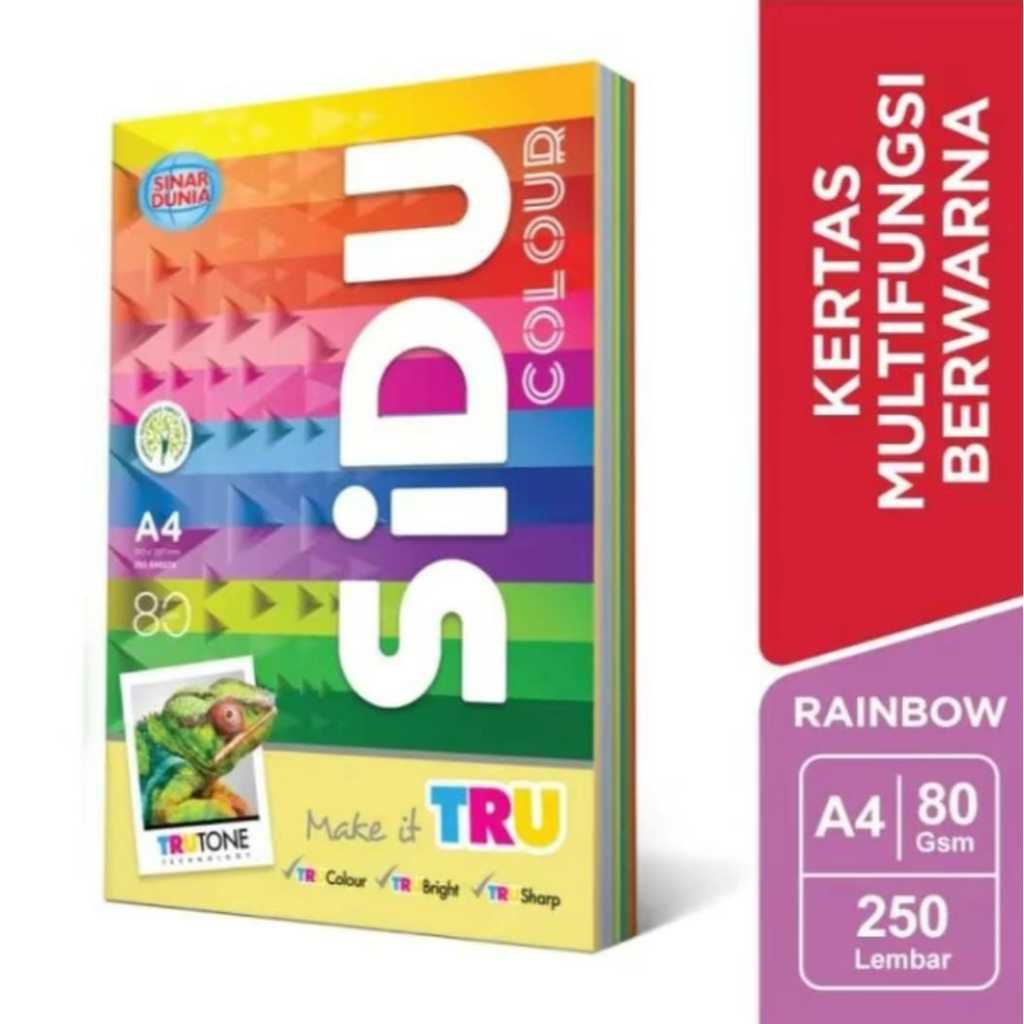 

Sidu Hvs A4 80 Gsm Rainbow Colour / Copy Paper / Kertas Hvs Warna Isi 250 Lembar