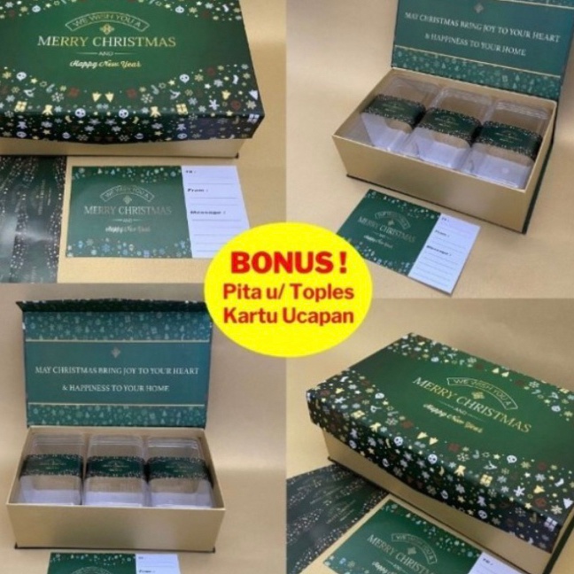 

HJ6 Hardbox kue kering box kue kering Natal Box isi 3 untuk toples 35gr Natal Box hampers kue kering