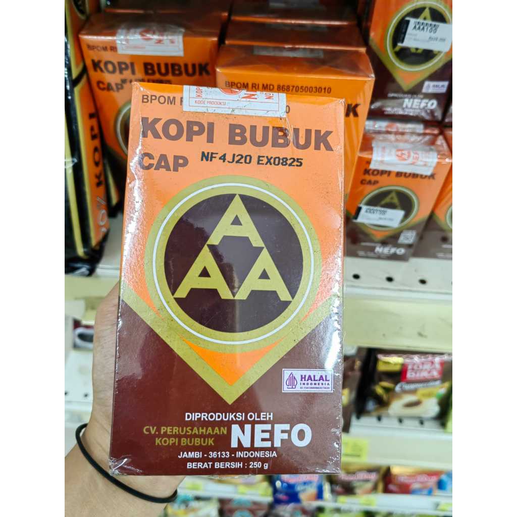 

Kopi Murni Bubuk Hitam Excelsa Nikmat Asli Cap AAA Nefo Jambi 250 gram