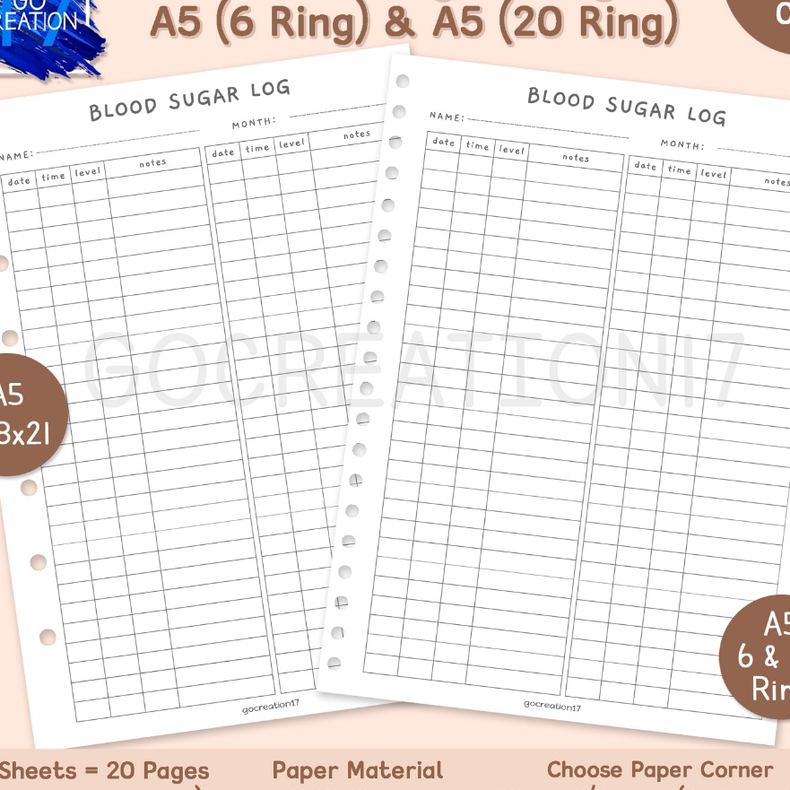 

HJ6 Buku Planner Kes Binder Blood Sugar Gula Darah Tracker Simple Mmalis A5 ring 2 dan A5 ring 6