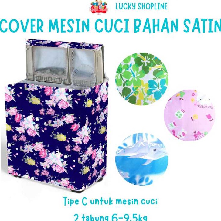 BIG SALE Tipe C 2 Tabung Cover Mesin Cuci Bahan satin