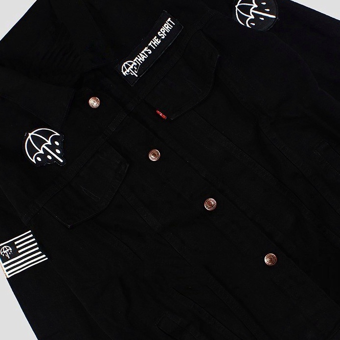 Jaket Denim Bordir Emblem Pria  BMTH BALCK