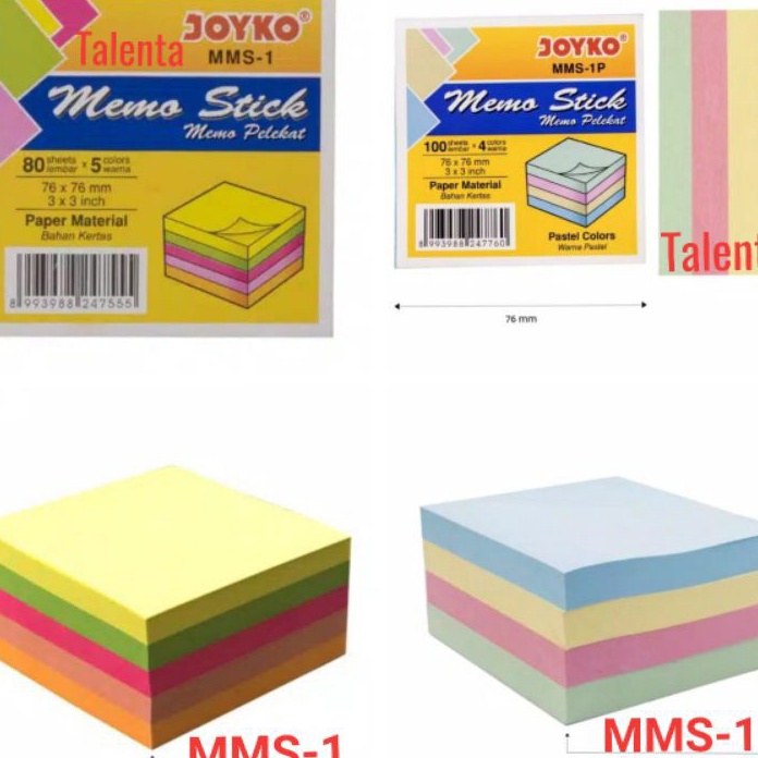 

KI3 Sticky Note Memo Tempel Joyko Warna Pastel MMS1P Neon MMS1