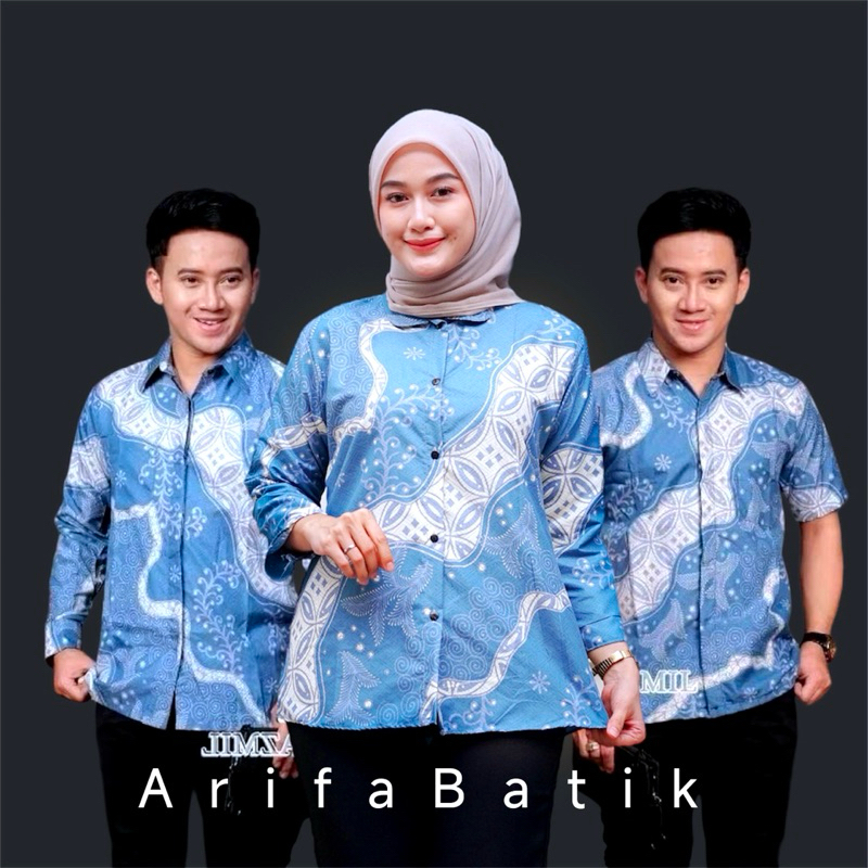 Couple Kemeja batik dan atasan blus batik lngan panjang new motif doby batik kantor batik lengan pan