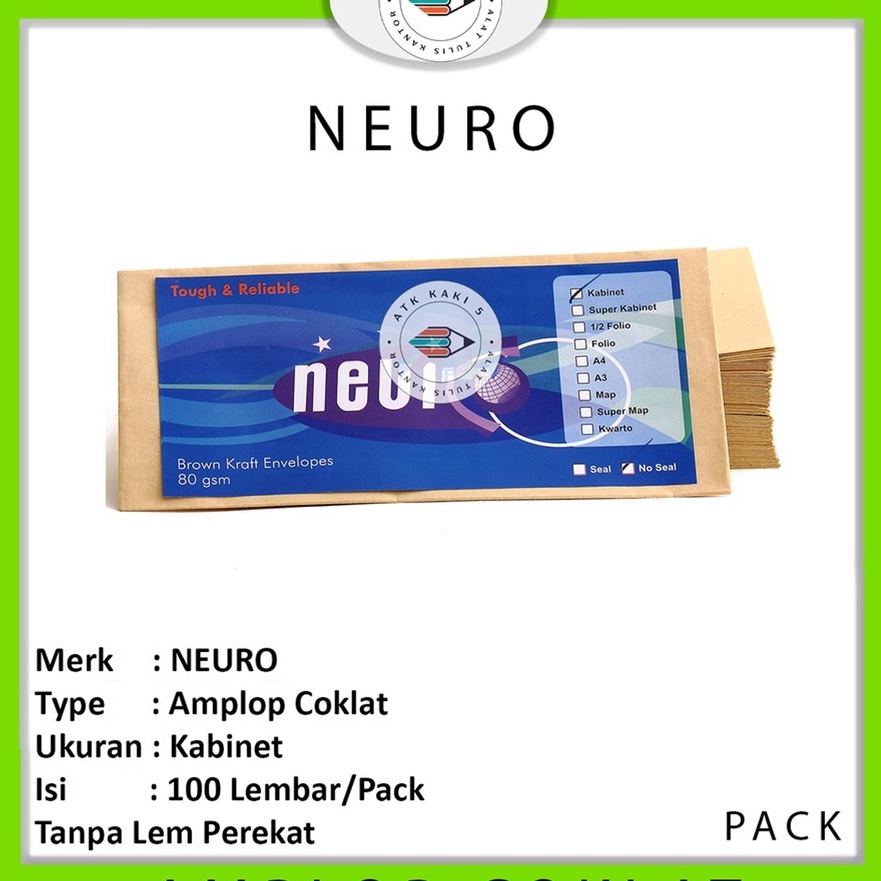 

Cepat NEURO Amplop Coklat Ukuran Cabinet No Seal Pack