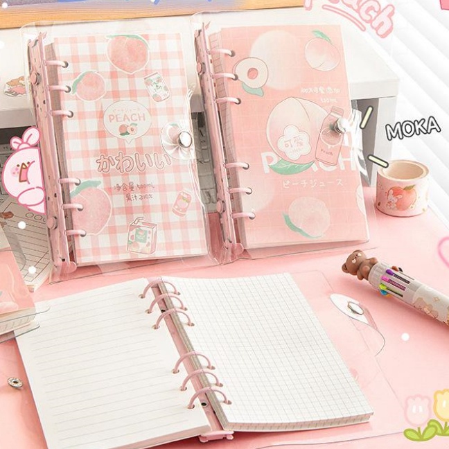 

Ekstra Buku binder A6 1 lembar lucu Notebook PVC 6 ring Buku catatan isi ulang looseleaf tangan clear cover transparan Daily planner DIY scrapbook aesthetic Diary book journal Buku tulis an estetik Hadiah