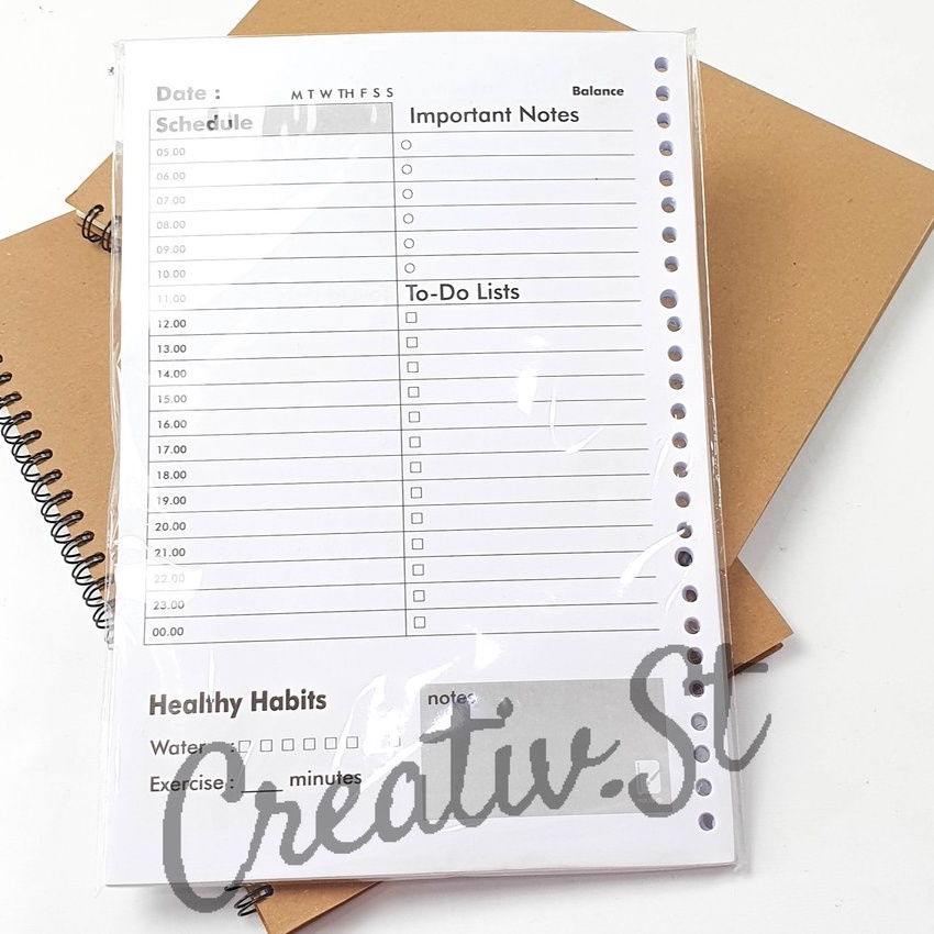 

HJ6 TULISID Basic Loose Leaf Cashbook Daily Weekly Monthly Planner 1 Gsm B5