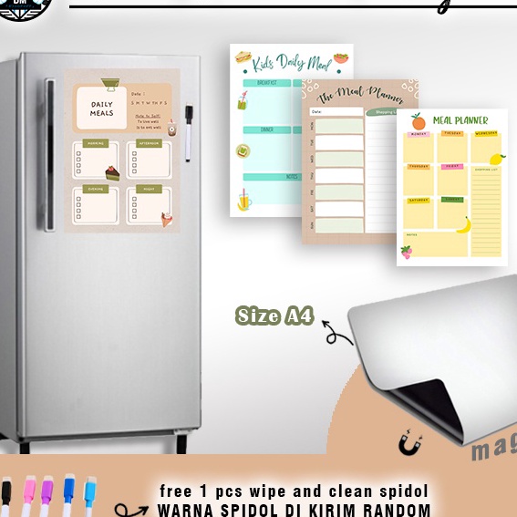 

HJ6 Meal Planner Magnetic Papan Jadwal Magnet Sticky Notes Memo Tempel Magnet Jadwal an Bisa Dihapus M