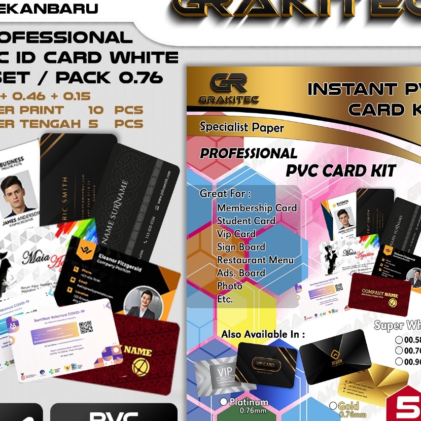 

Grosir Grakitec Kes PVC ID Card A4 PREMIUM White 7696 ISI 5 SET Support Epson Canon Brother