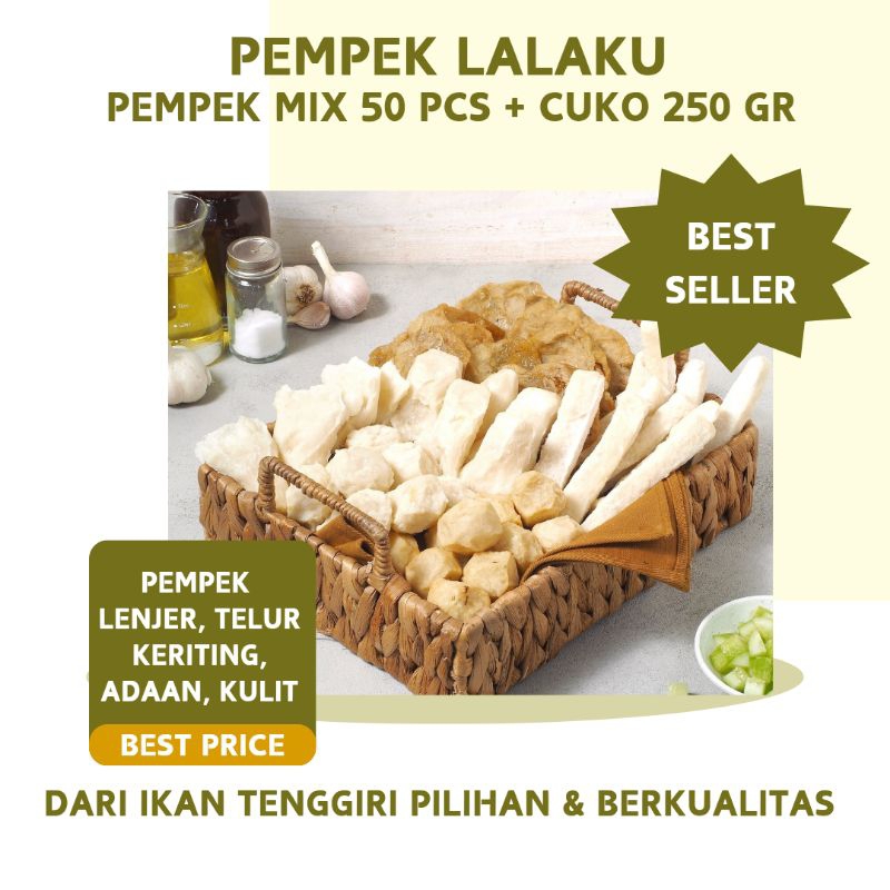 

PEMPEK MIX ISI 50 PCS + CUKO 250 ml / PEMPEK IKAN TENGGIRI / PEMPEK KHAS PALEMBANG