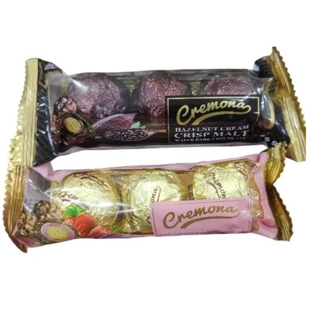 

Cremona Hazelnut Cream / Strawberry Cream Crisp Malt Chocolate Wafer Ball T3 (3x12gr)