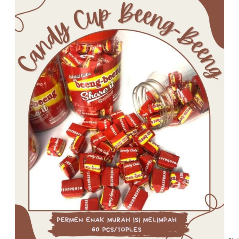 

CANDY CUBE BEENG BEENG || 1 TOPLES ISI 60 pcs || PERMEN COKLAT SUSU ENAK MURAH ISI MELIMPAH