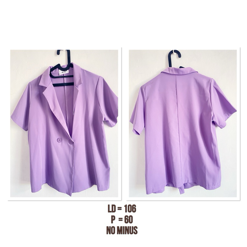Atasan Blazer wanita lengan pendek lilac