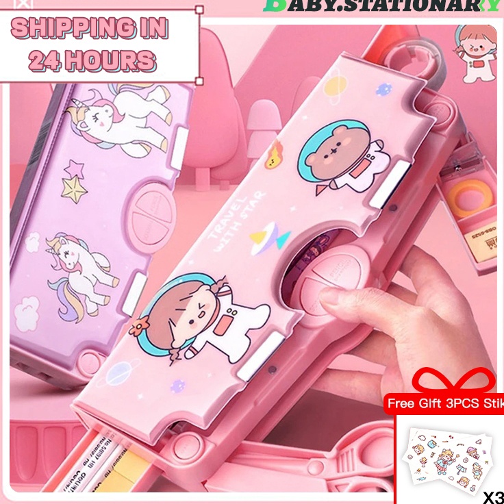 

PRODUCT HOT Kotak Alat TulisKotak Pensil Pola Kartun Rautan KapasitasTempat Pensil Dua Lapis Bahan Plastik Multifungsi Untuk Anak alat tulis aesthetic