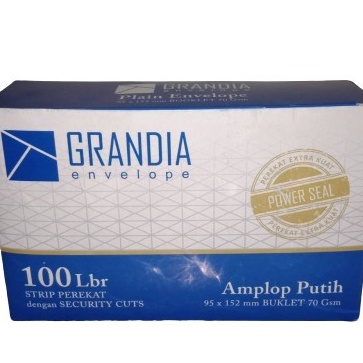 

KI3 Amplop Putih 14 Grandia panjang ukuran 95 x 152mm isi 1 Pcs ada lem perekat