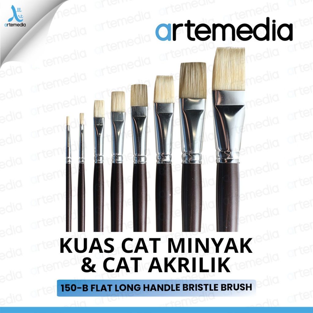 

Artemedia 150B Flat Bristle Brush Long Handle Kuas Cat Minyak