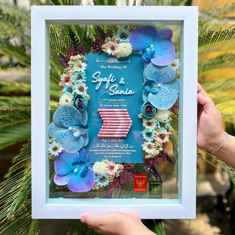 Mahar Pernikahan Akrilik Premium Murah Frame 3D 30x40 cm