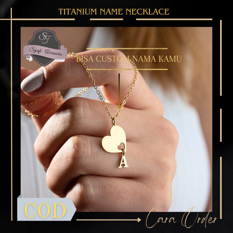 Kalung Titanium Love dan Inisial Huruf