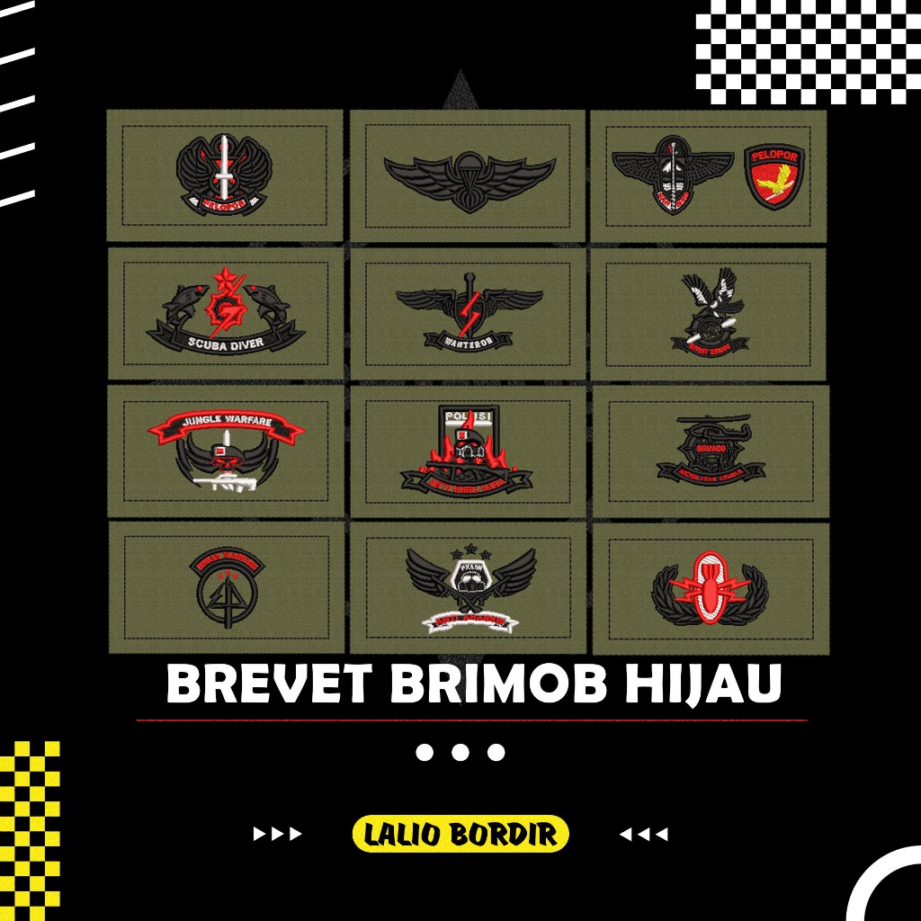 BREVET BORDIR WING BRIMOB PDL HIJAU