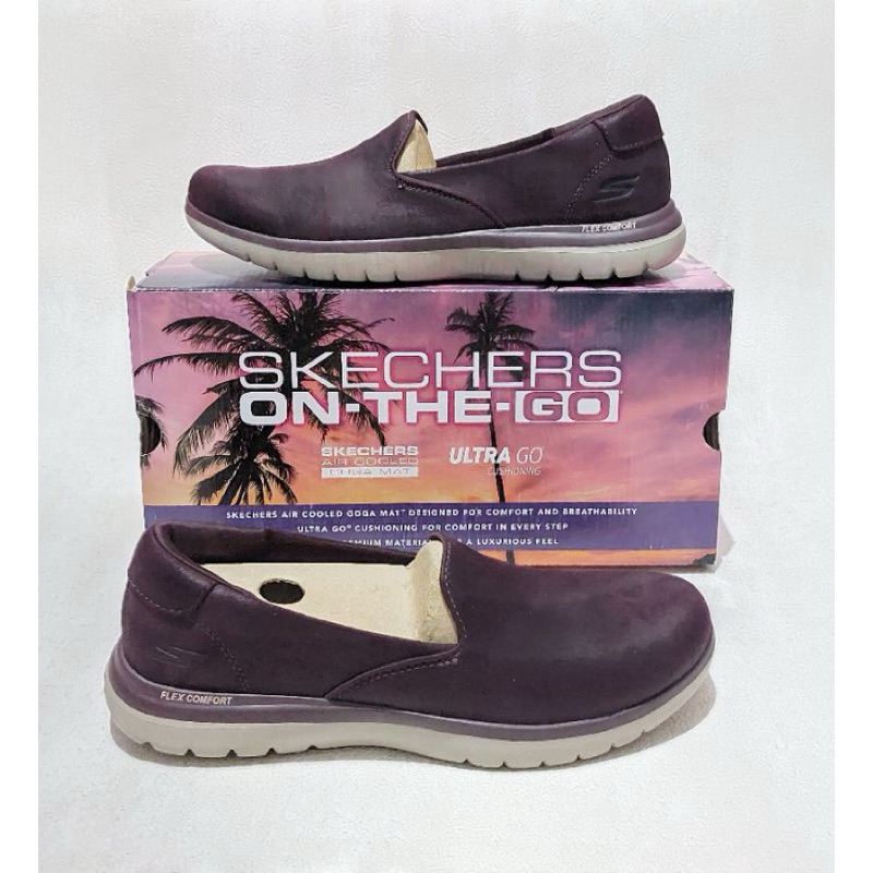 SKECHERS ON THE GO 136414 BURGENDY SLIP ON ORIGINAL 100% RESMI PT MAP