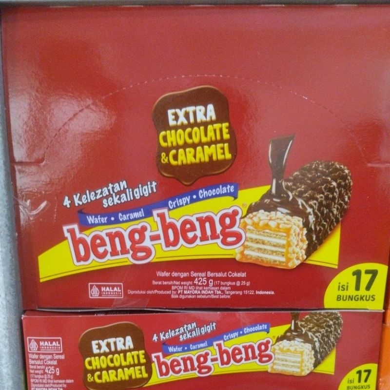 

beng beng extra cokelat dan caramel 1pak isi 17pcs 25gr