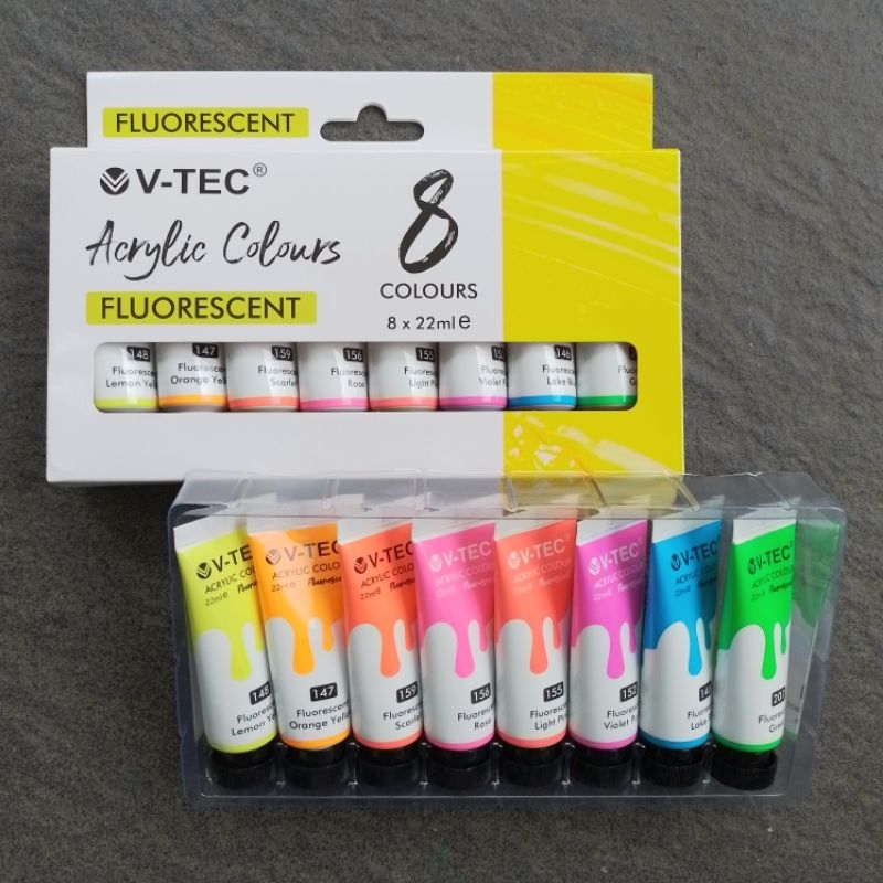 

Cat Acrylic V-TEC Colours Flourescent 22 ml 8 Warna ( Set ) SF6