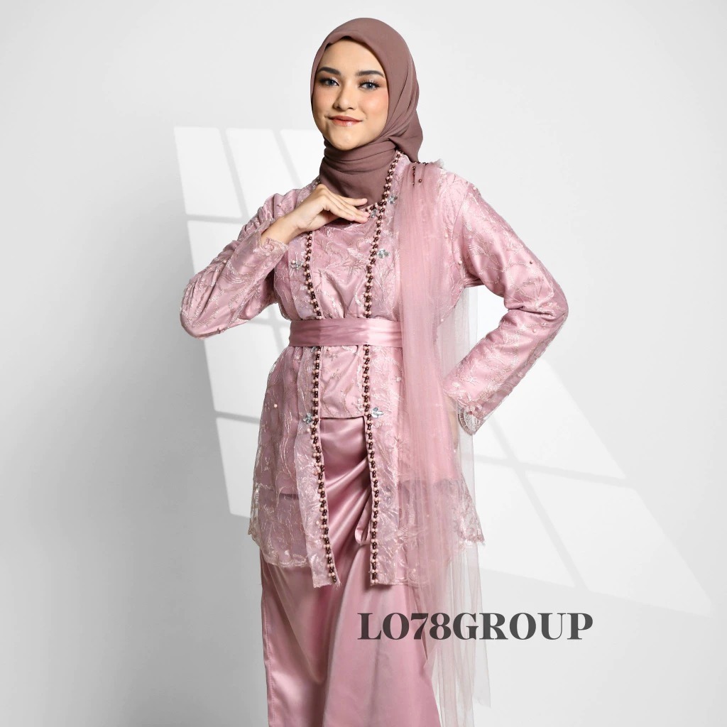 Kebaya Modern Suhita Satu Set Setelan Atasan Rok Dan Selendang Gamis Muslim Wanita Baju Pesta Wisuda