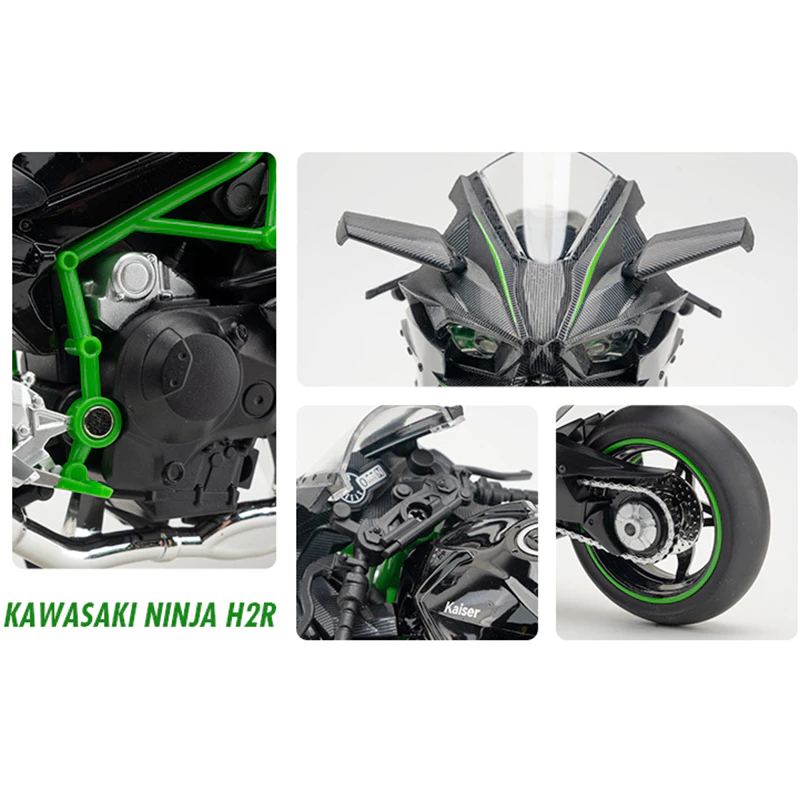 [Kawasaki] 1:18 Simulasi Miniatur Model Sepeda Motor Die-Cast Kawasaki H2R Miniatur Sepeda Motor