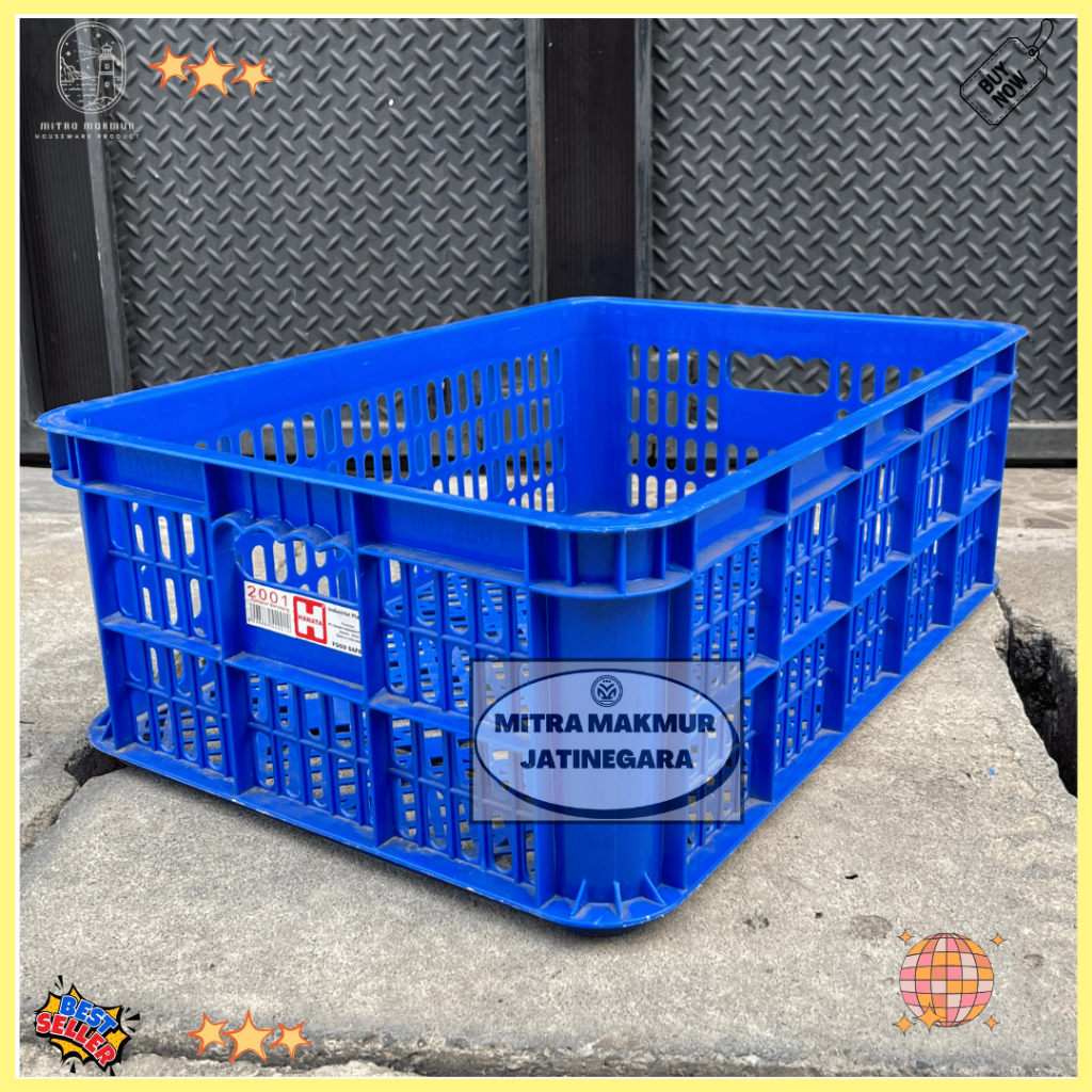 JUAL KERANJANG INDUSTRI HANATA 2001 KONTAINER KRAT PLASTIK TEBAL HANATA 2001 KONTAINER BOX LUBANG