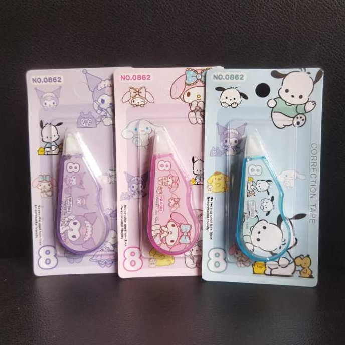 

(3PCS) Correction Tape 8 meter motif Anak2 (Sanrio/Pricess/Cars/Spiderman/HKT/Tsum2/Unicorn)