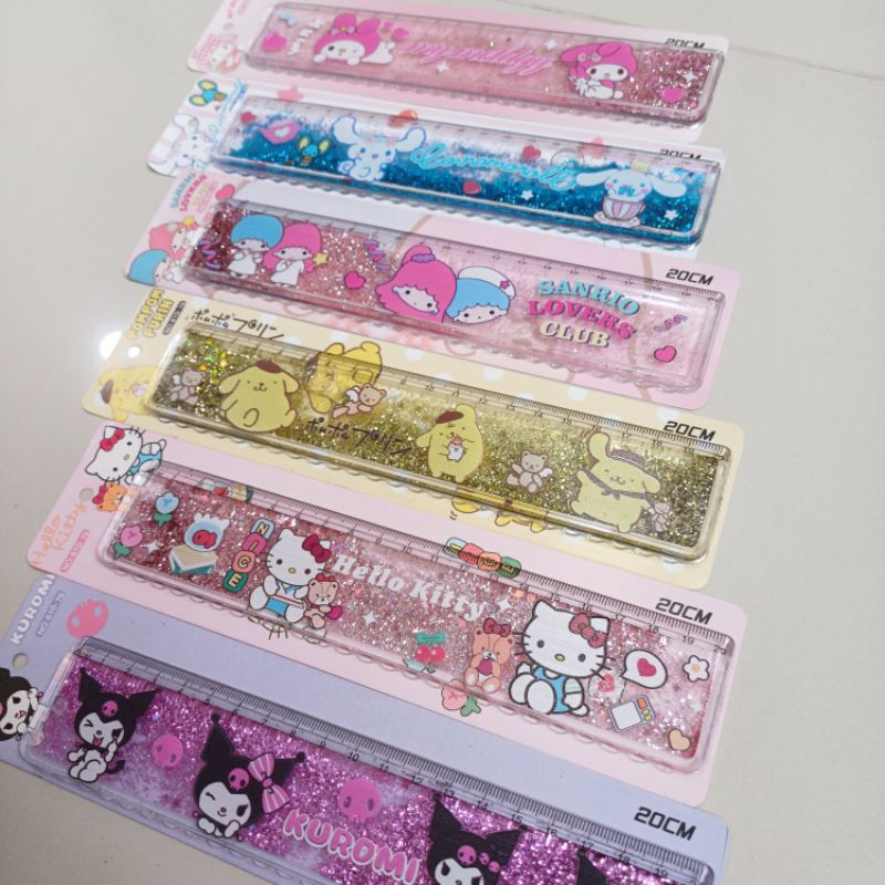 

Rol penggaris sanrio air glitter 20cm CINNAMOROLL KUROMI HELLO KITTY MY MELODY POMPOMPURIN LITTLE TWIN STAR