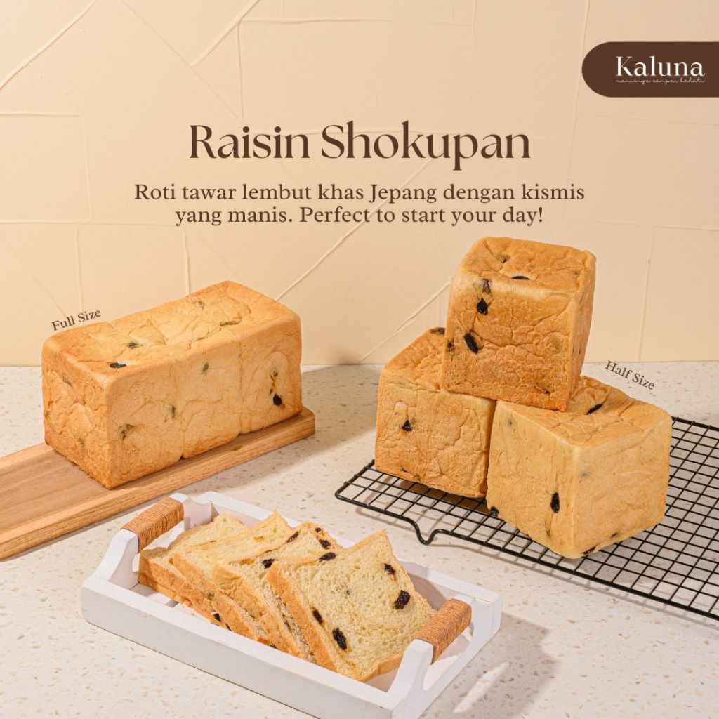 

Premium Shokupan Raisin Bread Kaluna Cakes | Roti Tawar Slice Tebal ala Jepang