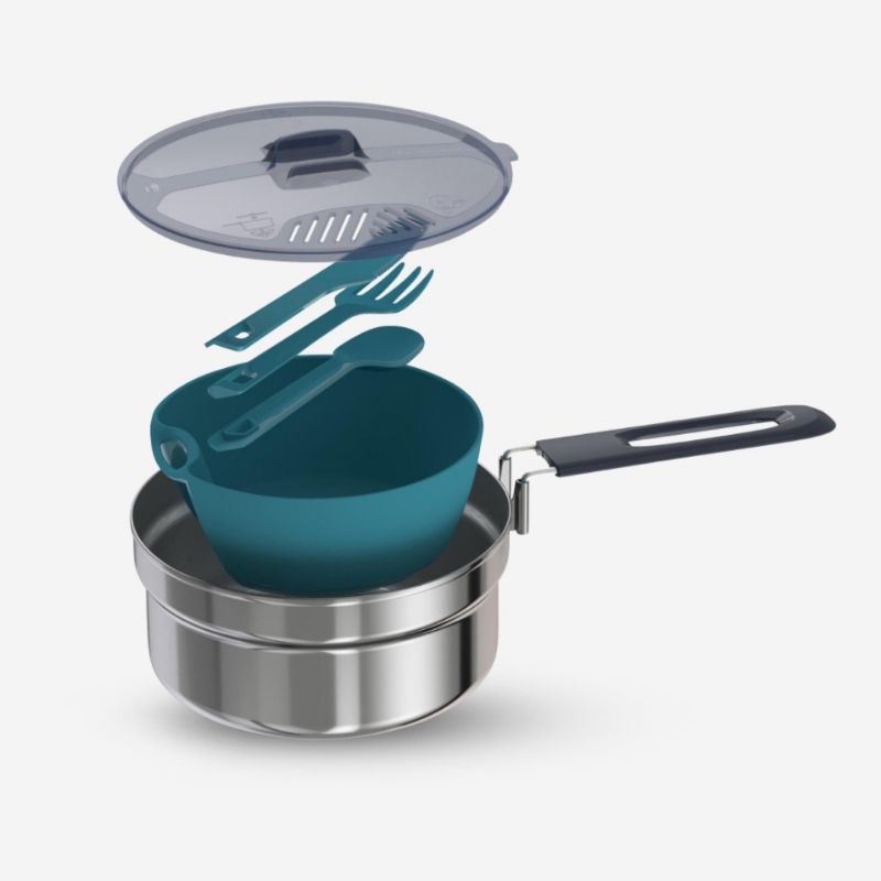 Set Alat Masak 1,1L Stainless Steel Camping 1 Orang