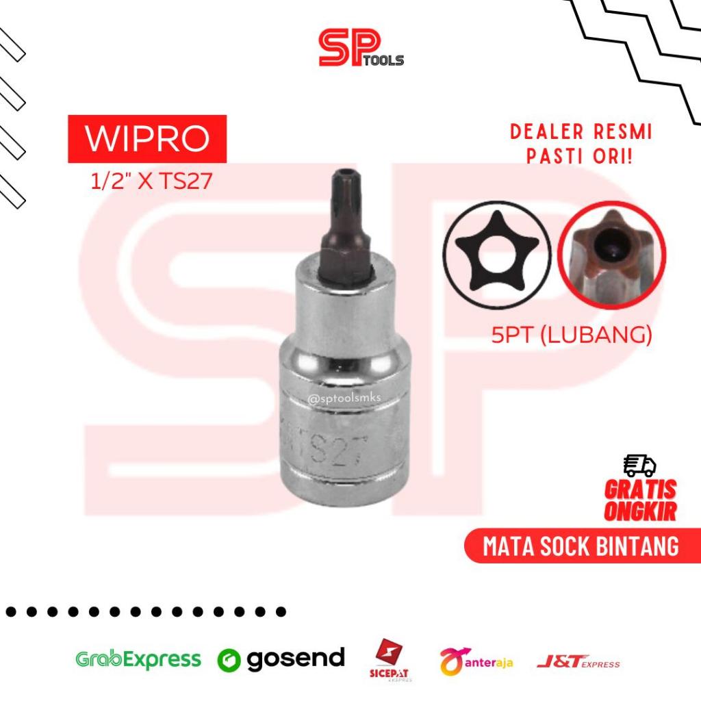 MATA SOK / SHOCK / SOCK / SOCKET STAR BIT KUNCI L BINTANG 5PT SEGI 5 + LUBANG 1/2" x TS27 TS27 WIPRO