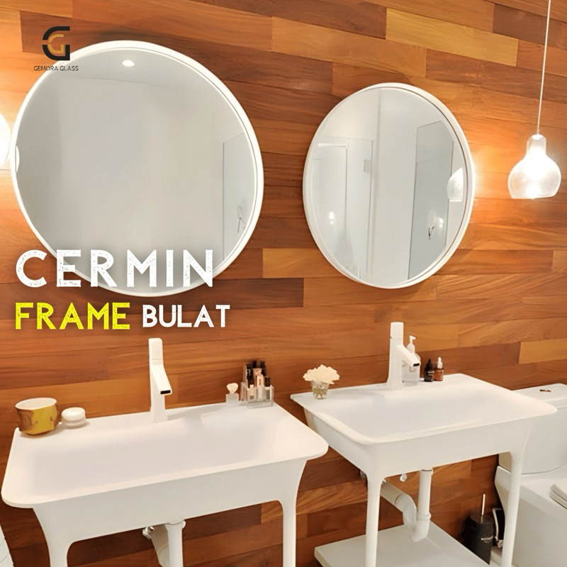 Cermin Bulat Dinding Aesthetic Frame Hitam Putih (Free Packing Kayu) Cermin Dinding/ Cermin
