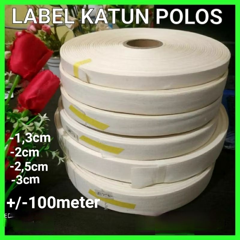 

pita lebel polos, pita label, pita merek, pita Katun isi 100 mtr