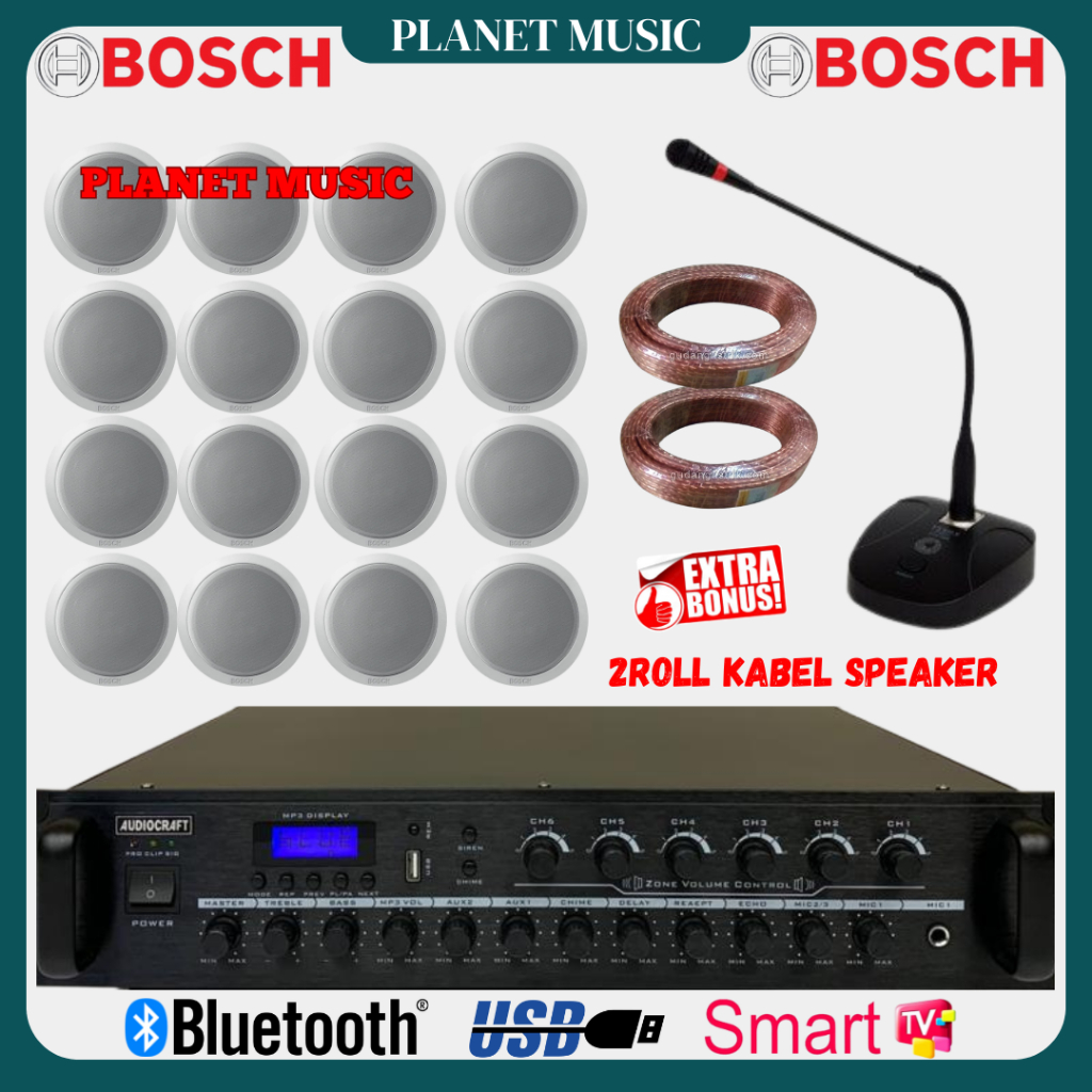 Paket Speaker Ceiling BOSCH / Paket Speaker Plafon + Selector ( 16 Speaker )