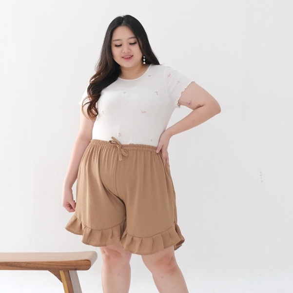 ( 70KG - 100KG ) Celana Pendek Jumbo Rempel Bahan Crinkle Airflow Celana Pendek Jumbo