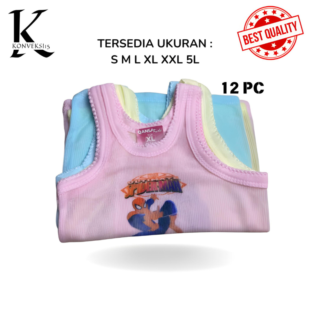 ISI 12 PCS Kaos Dalam Singlet Anak Laki Laki Cowok Usia 0 - 8 - 12 Tahun