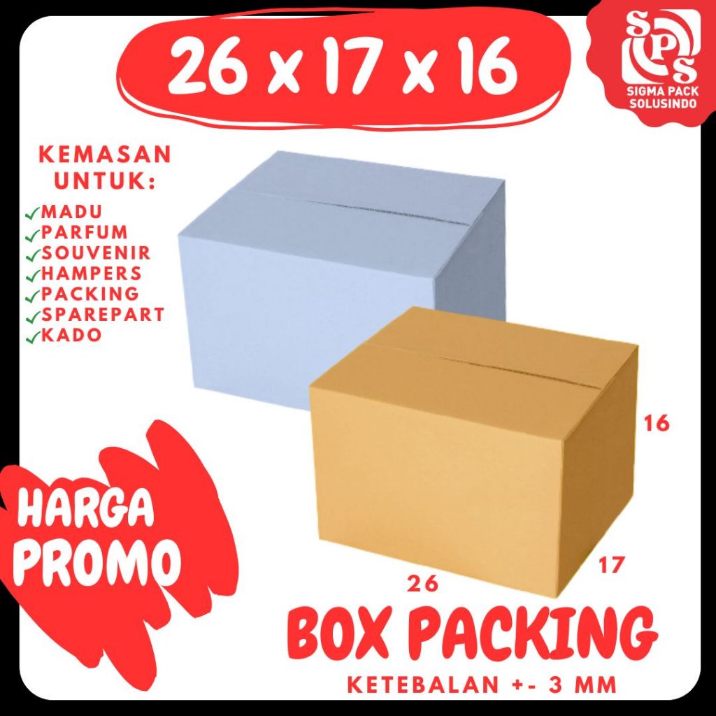 

Box Packing 26x17x16 Kardus A1 Karton Dus Kotak Kemasan Sparepart Jamu Madu Assesoris