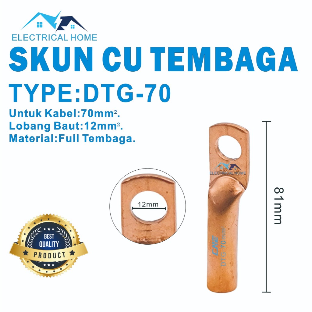 Skun Copper/Skun Kabel CU DTG-70mm FULL TEMBAGA